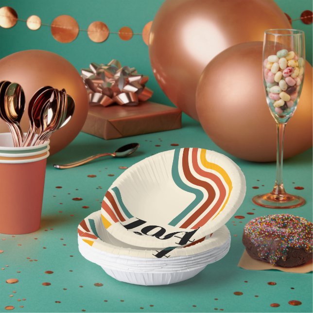 Cuencos De Papel Afiche de época de la franja retro de 1964 (Multi)