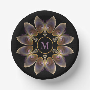 Cuencos De Papel Alas de ángel abstractas Mandala Fractal Monograma
