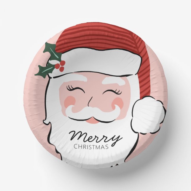Cuencos De Papel Alegre Santa Face | Feliz Navidad (Anverso)