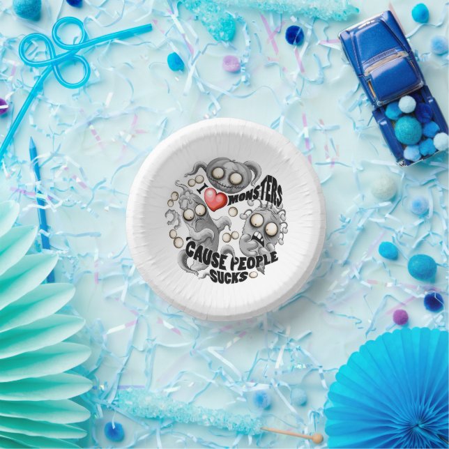 Cuencos De Papel Amo a los monstruos porque la gente se acosa (Fiesta)