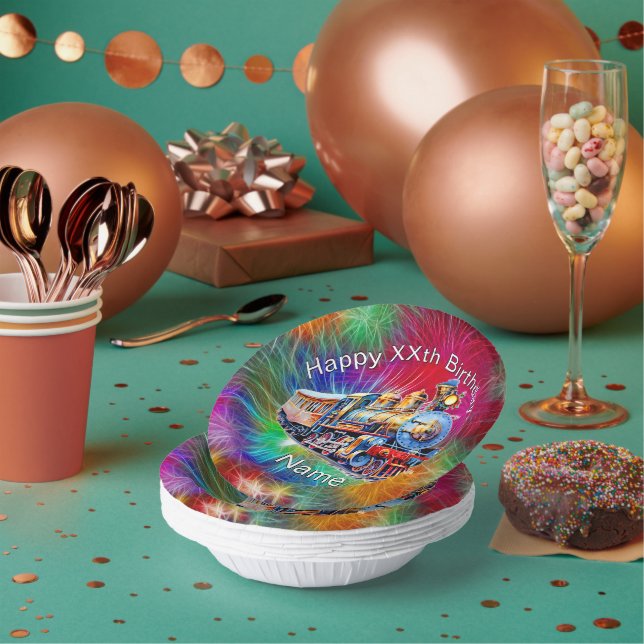 Cuencos De Papel Añadir la edad del nombre, fiesta de cumpleaños de (Multi)