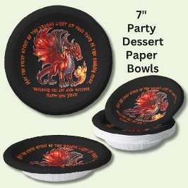 Cuencos De Papel Añadir nombre año, texto - año nuevo del dragón de