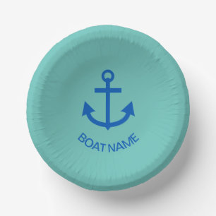 Cuencos De Papel Anchor Azul Personalizado Tu Bote Nombre Mar Verde