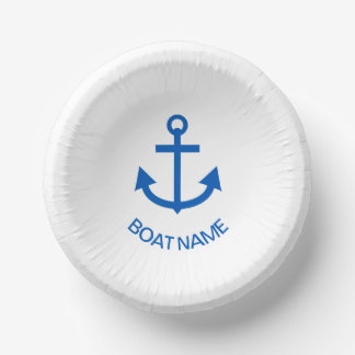 Cuencos De Papel Anchor Azul Personalizado Tu Nombre De Barco Blanc