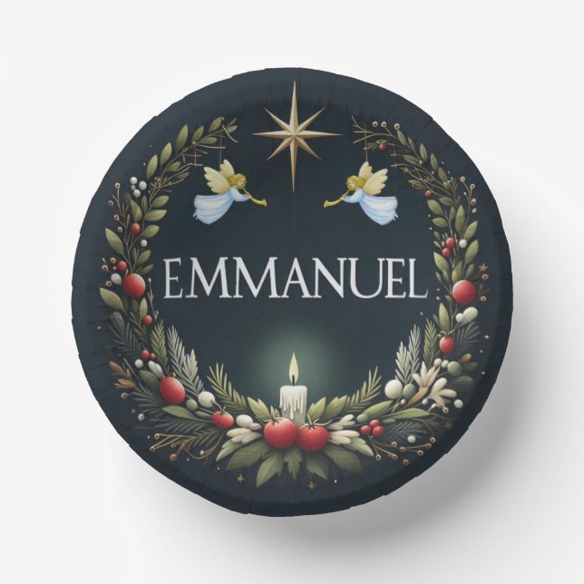 Cuencos De Papel Ángeles Navidades de Emmanuel (Anverso)