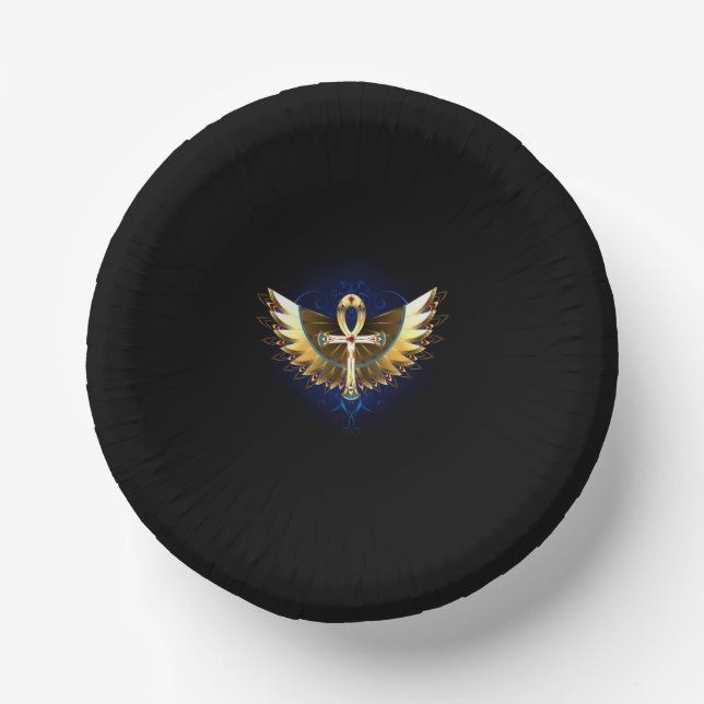 Cuencos De Papel Ankh de oro con alas (Anverso)