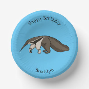 Cuencos De Papel Anteater feliz personalizado ilustracion