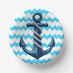 Cuencos De Papel Anuncio azul con olas azules