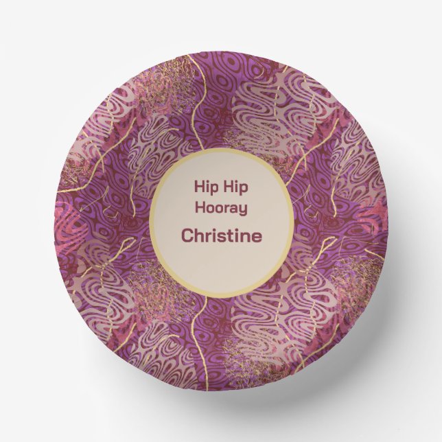 Cuencos De Papel Any Age Birthday Silhouette Stencil Art Pattern (Anverso)