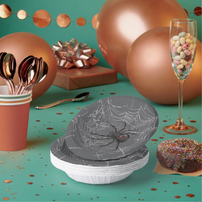 Cuencos De Papel Araña De Viuda Negra Y Arte De Dibujo De Spiderweb (Multi)