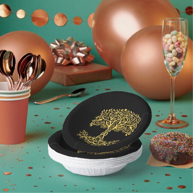 Cuencos De Papel Árbol Celta Amarillo De La Vida (Multi)