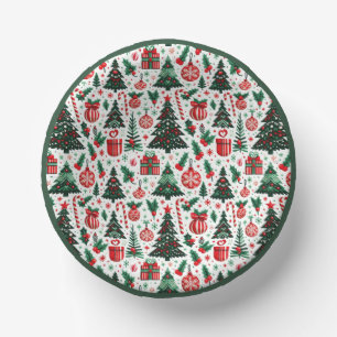 Cuencos De Papel árbol de Navidad, regalos, bastón de caramelo