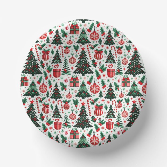 Cuencos De Papel Árbol de Navidad, regalos, caramelos (Anverso)