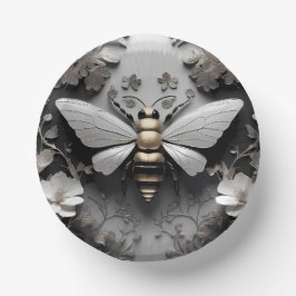 Cuencos De Papel Arte de abejas doradas geométricas