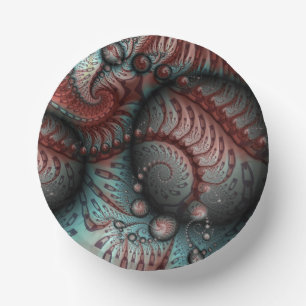 Cuencos De Papel Arte fractal de fantasía vívida abstracta marrón a