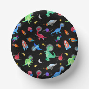 Cuencos De Papel Astronautas Dinosaurios de Acuarela en Cumpleaños 