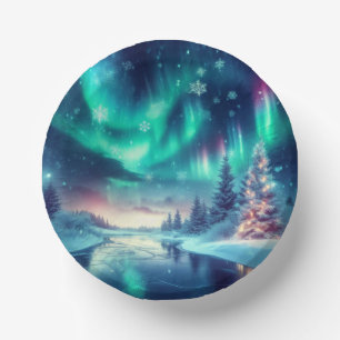Cuencos De Papel aurora borealis/Navidades/invierno