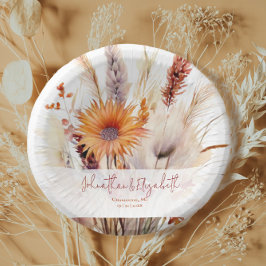 Cuencos De Papel Autumn Boho Floral Boda | Blanco