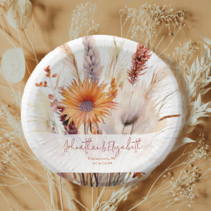 Cuencos De Papel Autumn Boho Floral Boda Blanco