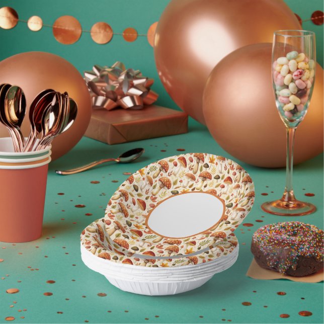 Cuencos De Papel Autumn Mushrooms (Multi)