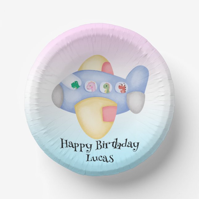 Cuencos De Papel Avión de dinosaurios Cute Niños estudiantes fiesta (Anverso)