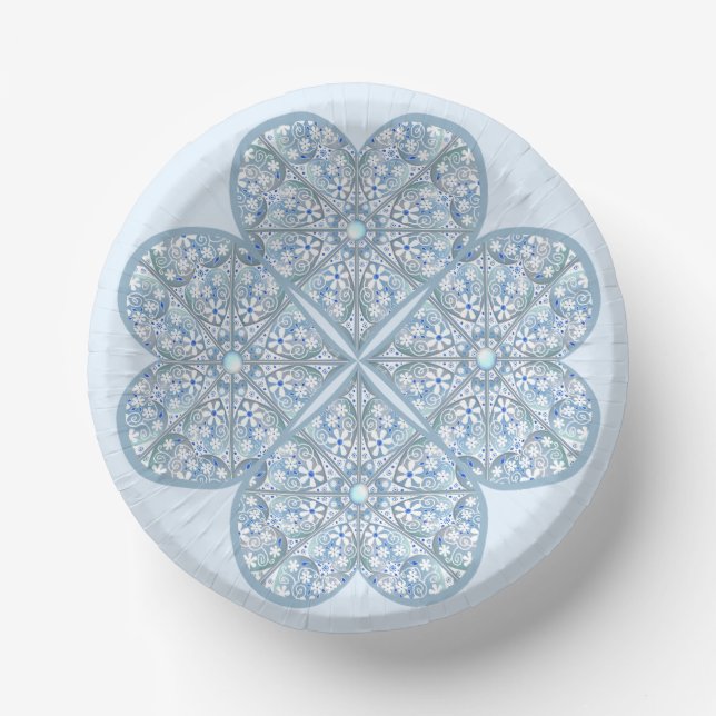 Cuencos De Papel Azul de luz de encaje cerámico (Anverso)