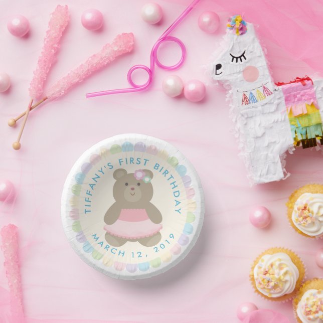 Cuencos De Papel Baby Bear Cub Ballerina Chica Primera Fiesta de Cu (Fiesta)