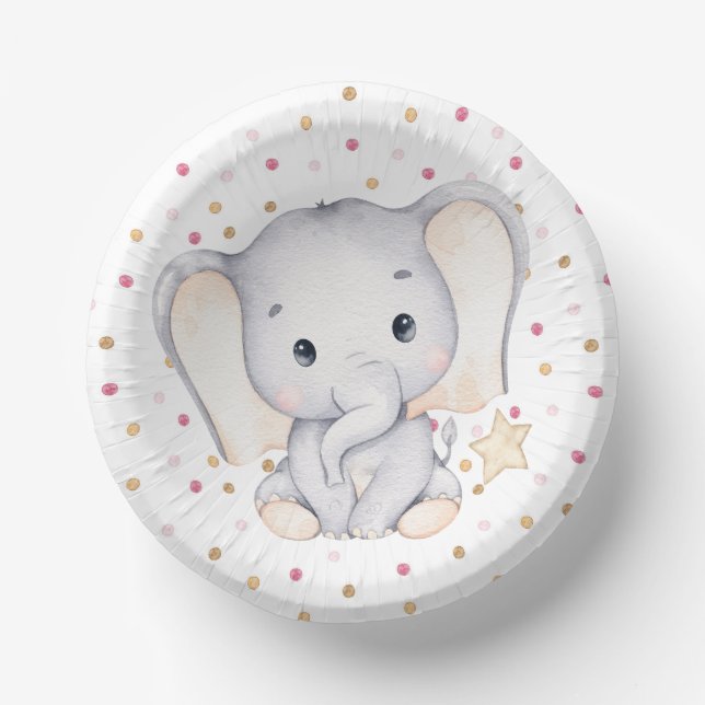 Cuencos De Papel Baby Elephant Baby Shower (Anverso)