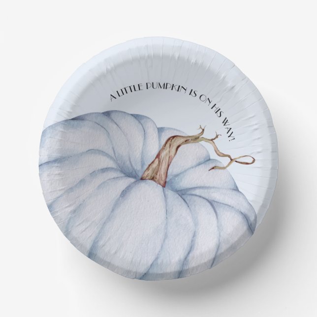 Cuencos De Papel Baby Shower Blue Pumpkin Boy (Anverso)