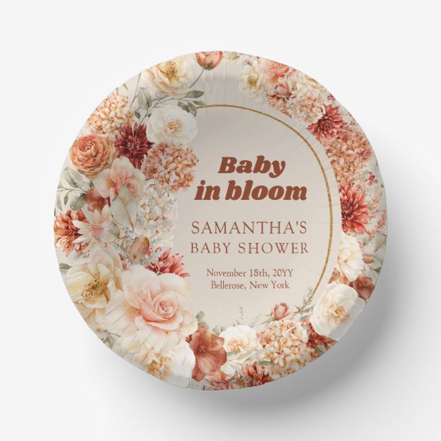 Cuencos De Papel Baby Shower burgundy de cobre rugoso y a la moda (Anverso)