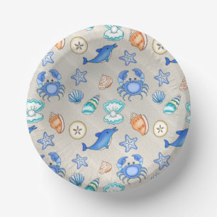 Cuencos De Papel Baby Shower con temas de playa o fiesta de cumplea