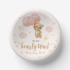Cuencos De Papel Baby Shower de Teddy Bear and Pink Balloons