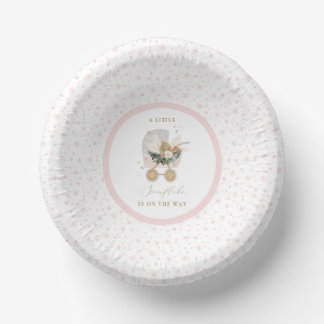 Cuencos De Papel Baby Shower Rosa Little Snowflake