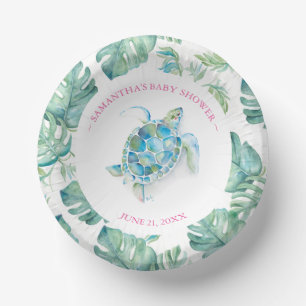 Cuencos De Papel Baby Shower Tropical Beach Sea Turtle