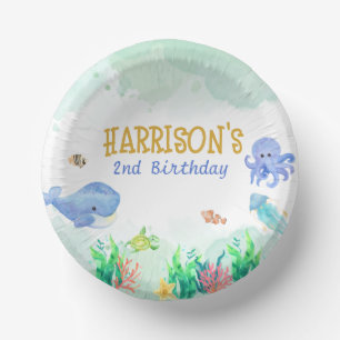 Cuencos De Papel Bajo el mar Nautical Whale Turtle Birthday