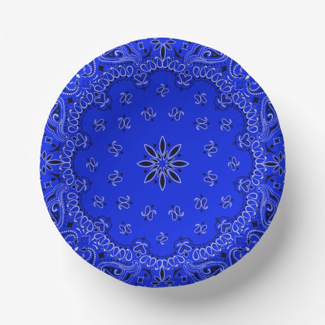 Cuencos De Papel Bandana de vaquero azul y blanco (Anverso)