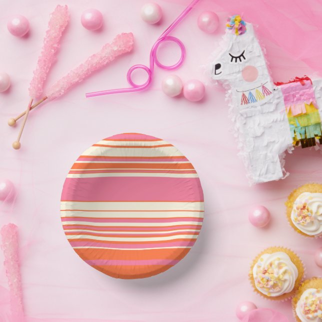 Cuencos De Papel Bandas complejas: rosa, Naranja y crema (Fiesta)