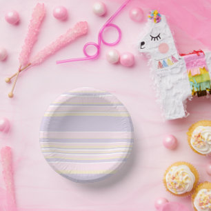 Cuencos De Papel Bandas complejas - rosa pastel, amarillo y púrpura