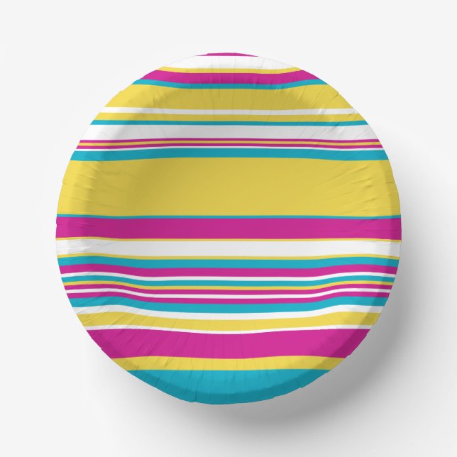 Cuencos De Papel Bandas complejas: turquesa, amarilla, rosa y blanc (Anverso)