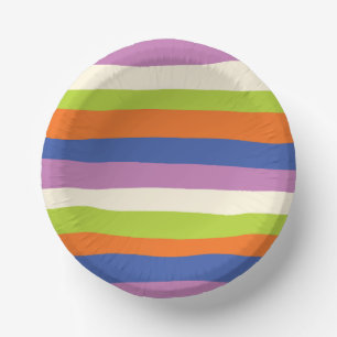 Cuencos De Papel Bandas desiguales: azul, Naranja, púrpura, verde y