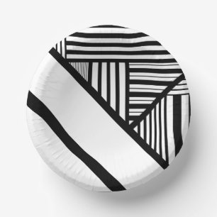 Cuencos De Papel Bandas triangulares en blanco y negro