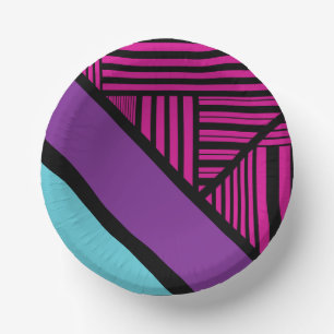 Cuencos De Papel Bandas triangulares: rosa, púrpura, azul y negro