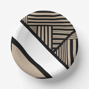 Cuencos De Papel Bandas triangulares - Taupe, negro y blanco