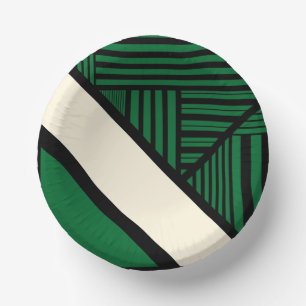Cuencos De Papel Bandas triangulares: verde, crema y negro