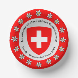 Cuencos De Papel Bandera de Suiza Edelweiss, Día Nacional Suizo