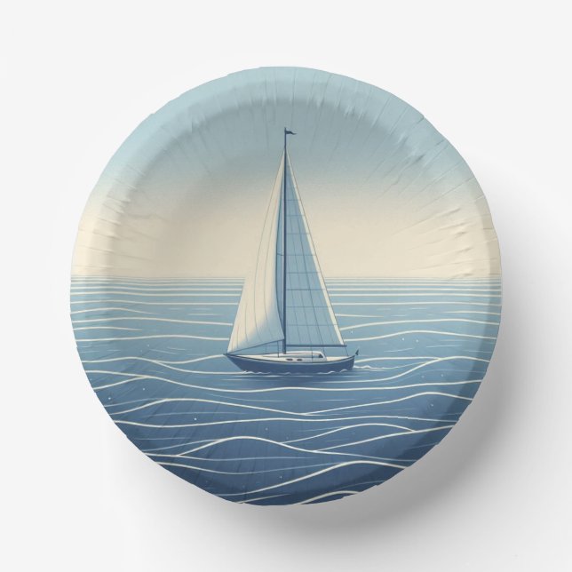 Cuencos De Papel Barco de vela en alta mar (Anverso)