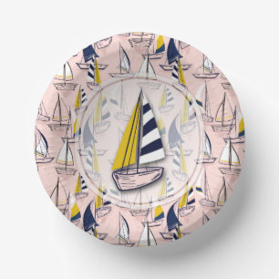 Cuencos De Papel Barcos de vela azul de la Marina