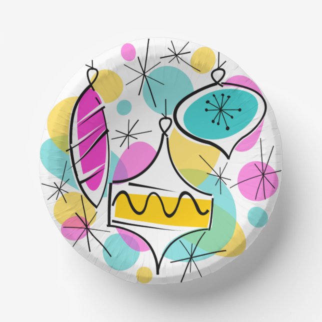 Cuencos De Papel Baubles de árbol retro (Anverso)