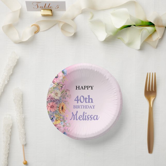 Cuencos De Papel Beautiful Pastel Flowers Birthday Party (Boda)