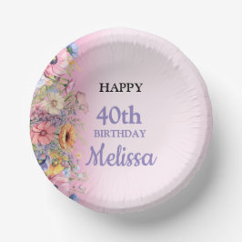 Cuencos De Papel Beautiful Pastel Flowers Birthday Party